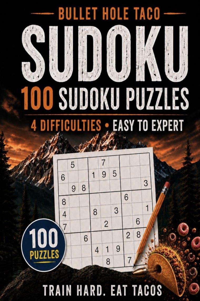 Bullet Hole Taco Sudoku — 100 Puzzles, 4 Difficulties